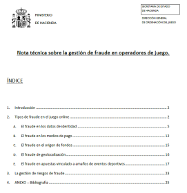 Nota técnica sobre la gestión de fraude en operadores de juego